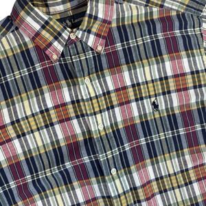 Polo Ralph Lauren Button Down Shirt Mens XL Navy Plaid Preppy‎ Short Sleeve